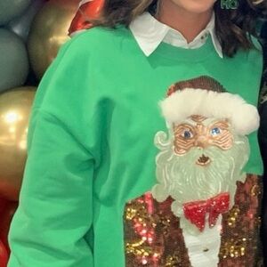 Queen of Sparkles Leopard blazer Santa Sweatshirtrt